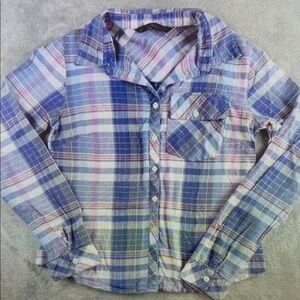 Plaid Kids Shirt in Blue and Pink